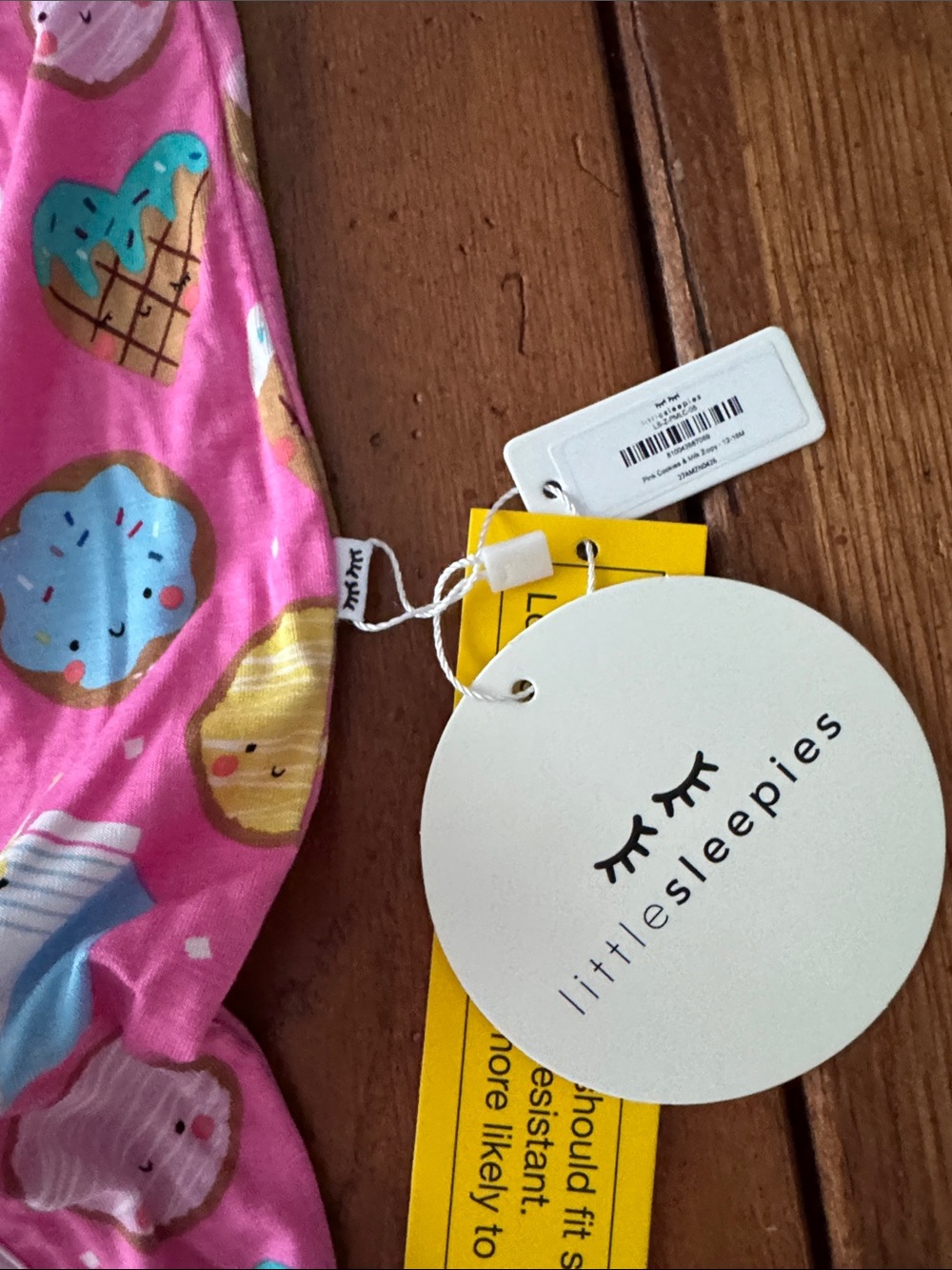 Little Sleepies Pink Sweets Print Zipper Footie - Picture 3 of 5